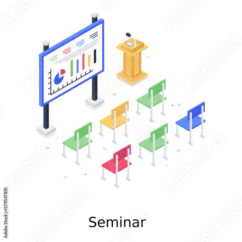 
Business presentation illustration in isometric design, seminar 
