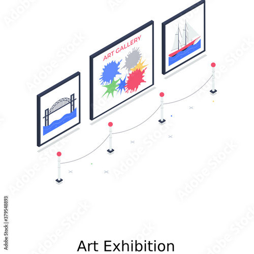 
Art exhibition concept, isometric vector of artefact
