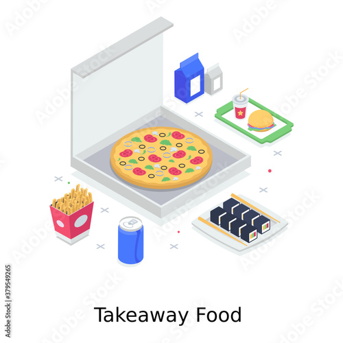 
A design of takeaway food in editable style 
