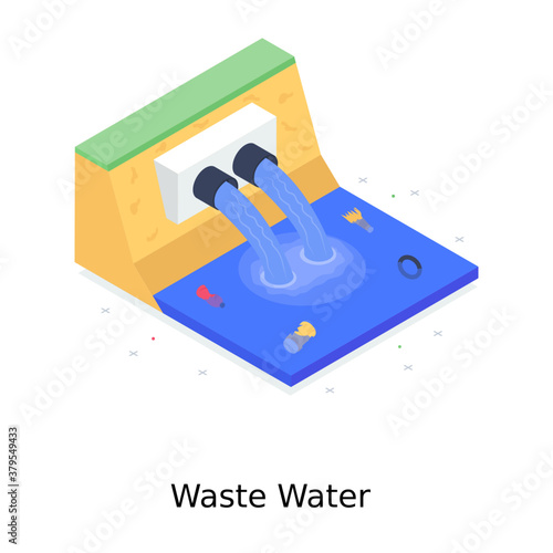 
Waste water illustration in editable style, chemical water
