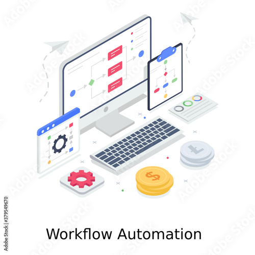 
An illustration of w
An illustration of workflow automation in editable style workflow automation in editable style 

