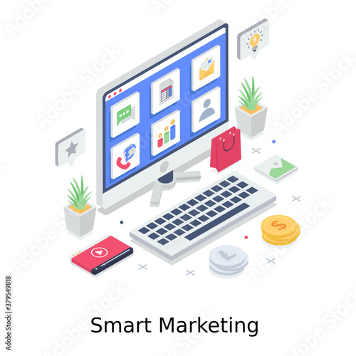 
Smart marketing illustration design, editable vector of  online shopping
