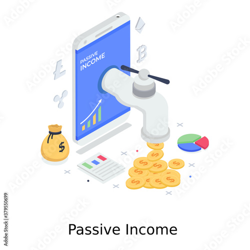 
Passive income illustration design, isometric vector 
