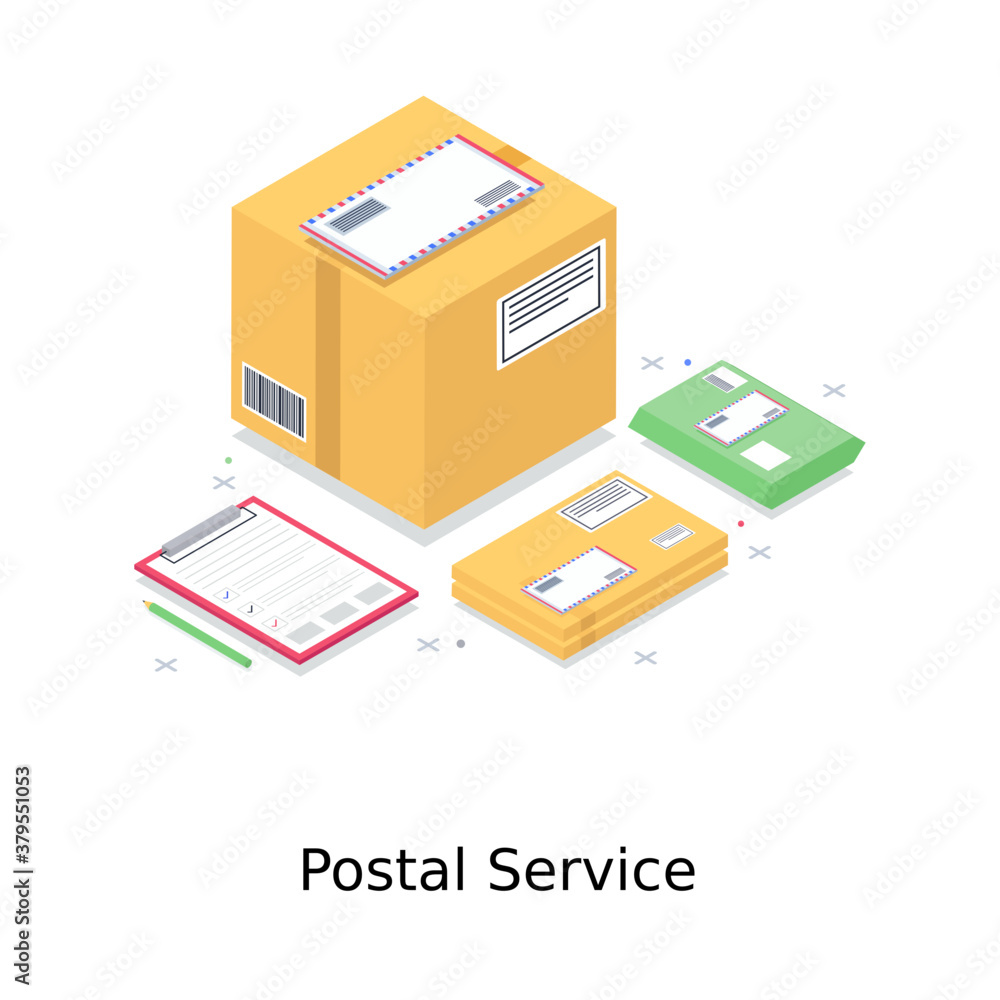 
Postal services vector in isometric design, courier services
