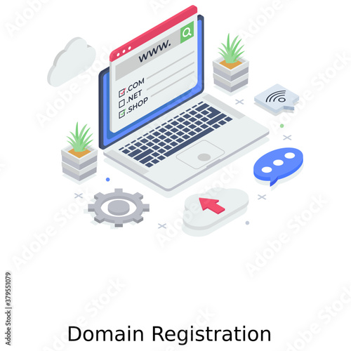 
Domain registration illustration, online domain reaction vector style 
