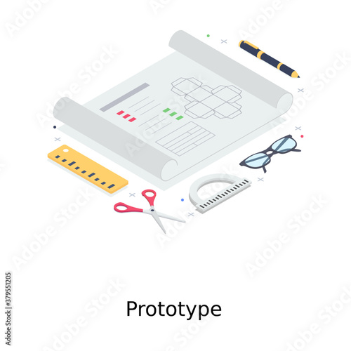 
Prototype vector in trendy isometric style
