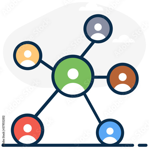 
An icon of avatar connected with network, social network 
