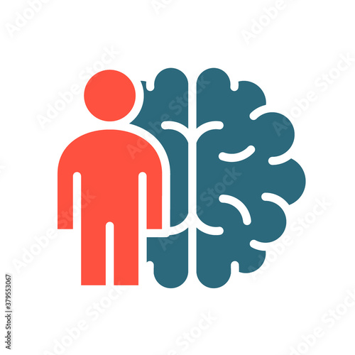 Brain with man colored icon. The main organ of the central nervous system of the person symbol
