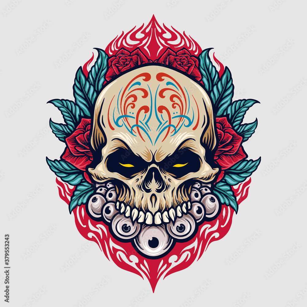 mexico sugar skull dia de los muertos Illustrations for your merchandise clothing line and stickers