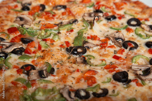 Indian Vegetarian Thin Crust Pizza close up