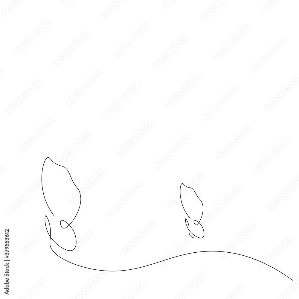 Butterfly fly line drawing. Vector illustration Butterfly fly line drawing. Vector illustration