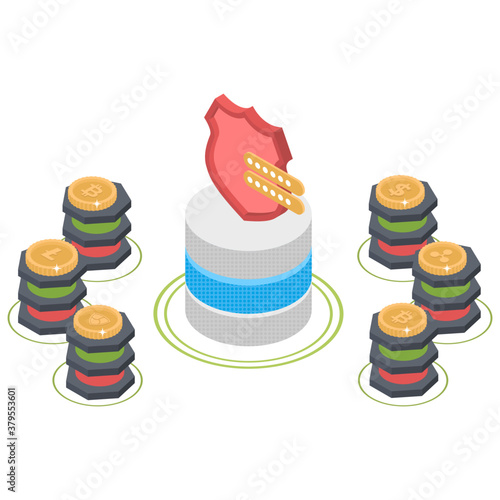 
Isometric illustration of bitcoin distributed network
