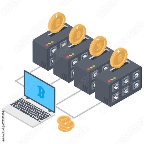 
Isometric illustration of bitcoin distributed network
