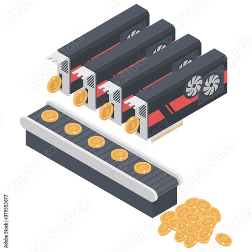 
Isometric illustration of bitcoin distributed network
