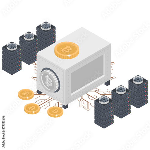 
Isometric illustration of bitcoin distributed network
