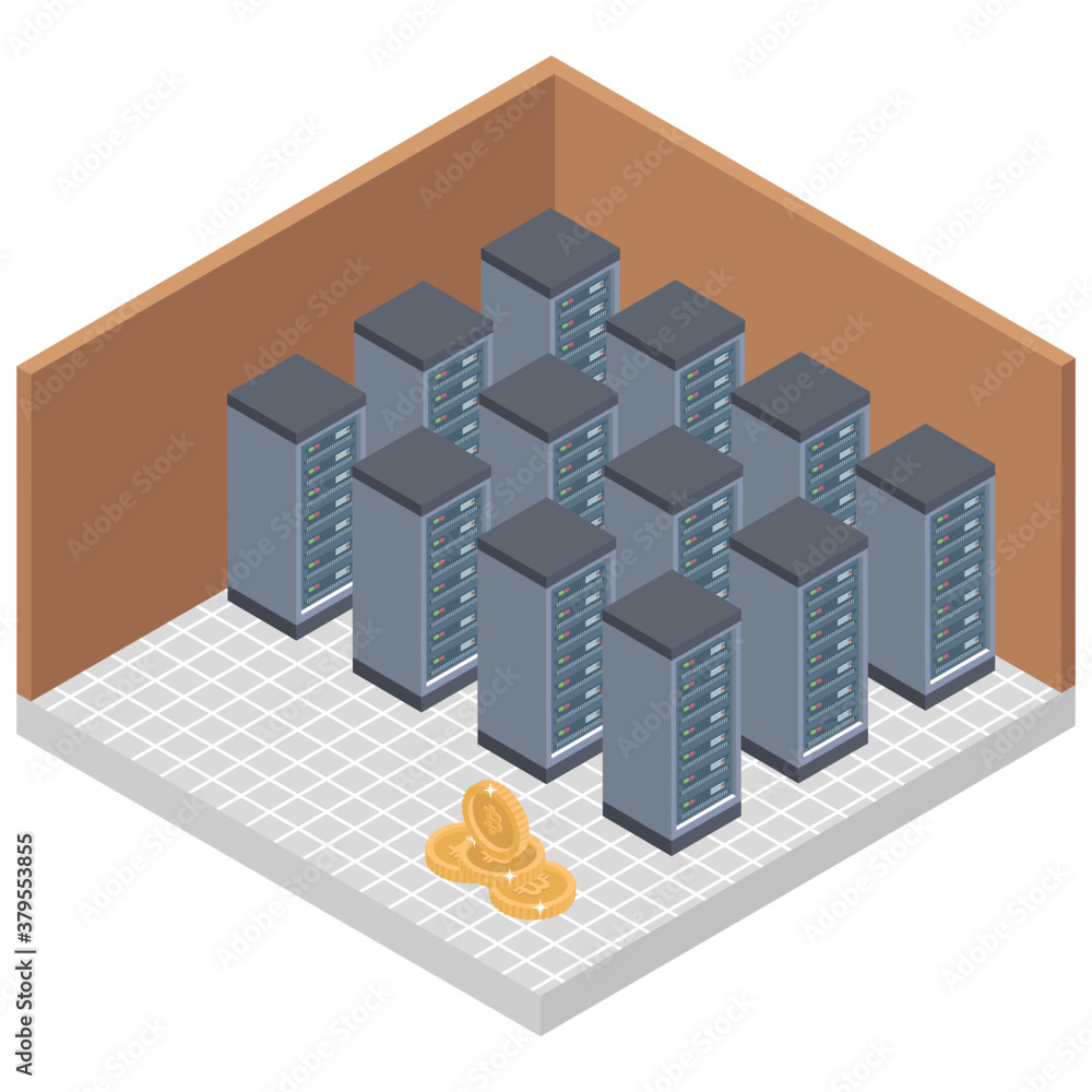 
Bitcoin platform isometric illustration 
