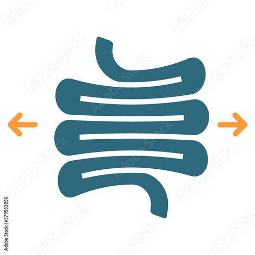 Irritable bowel syndrome colored icon. Diseases internal organ, Dolichosigma, intestine symbol