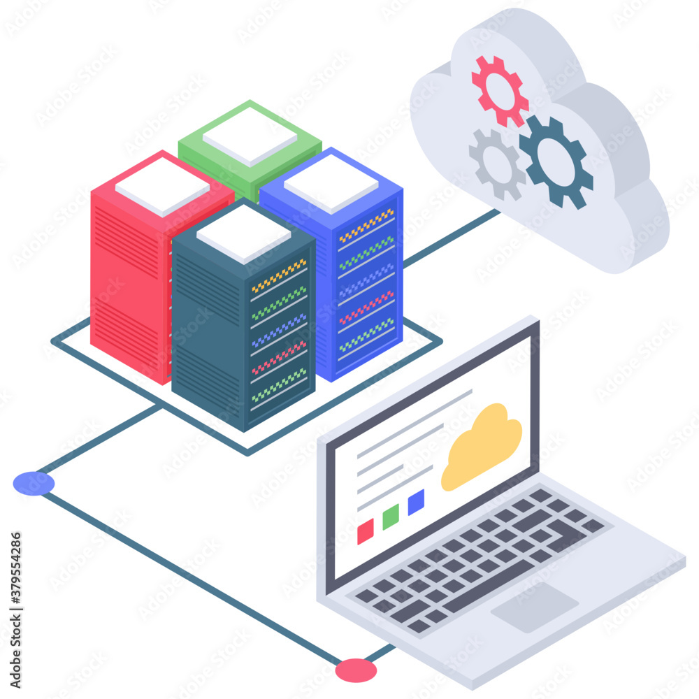 
Cloud database server isometric icon
