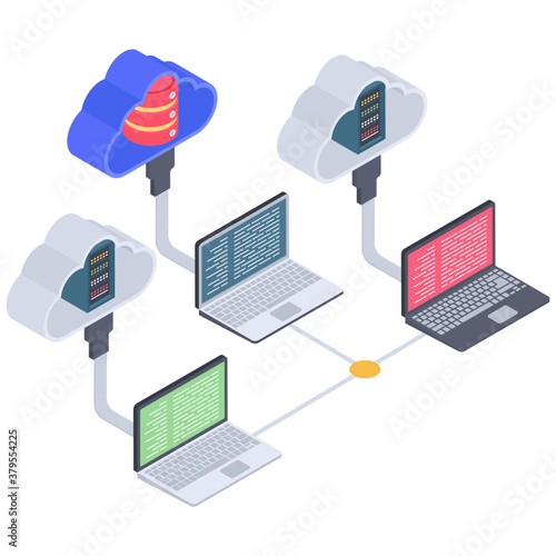 
Cloud database server isometric icon
