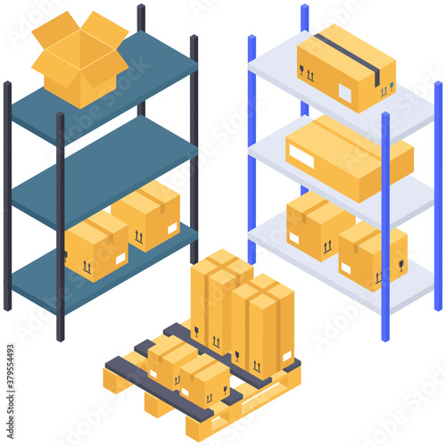 
Parcel rack icon isometric design.
