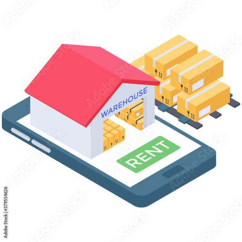 
Warehouse icon in isometric design.
