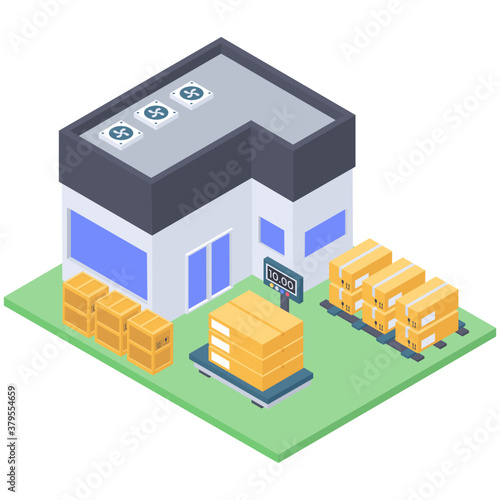 
Icon of weighing package isometric design.
