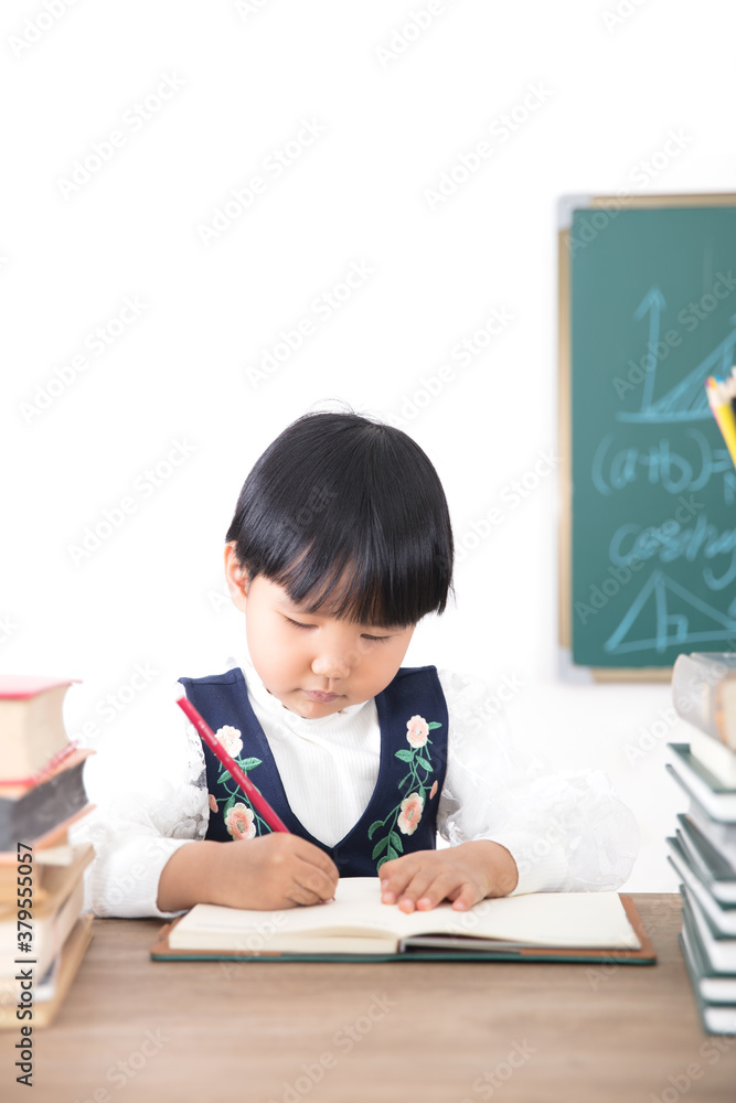 Chinese children is writing seriously Chinese children is writing seriously