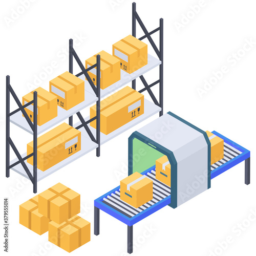 
Conveyor belt icon isometric design.
