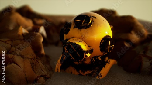 Copper old vintage deep sea diving helmet