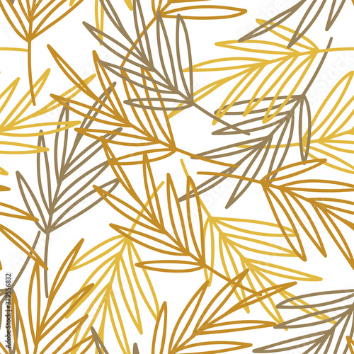 Abstract vector tropical palms, leaves seamless pattern