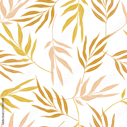 Abstract vector tropical palms, leaves seamless pattern