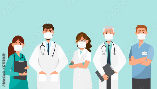 doctor wear mask in different character.