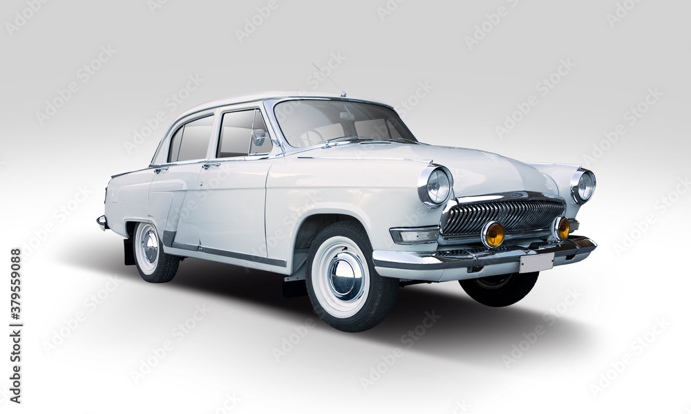 Classic Russian car isolated on white background	
