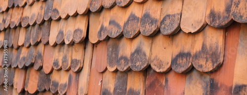 an old broken tile roof