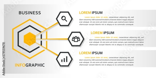 Hex Infographic Design — Business Process & Timeline Slide