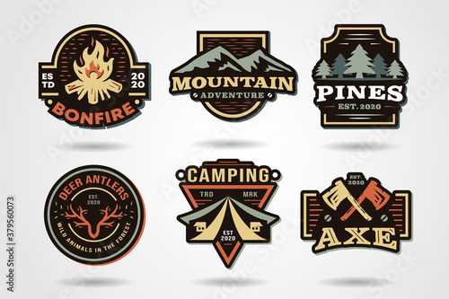 Camping & Outdoor Badges — Vintage Adventure Patch Set