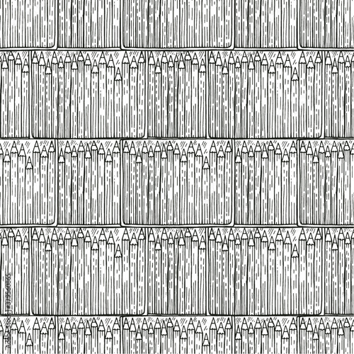 Seamless pattern with cute hand drawn  pencils. Vector hand drawn art collection