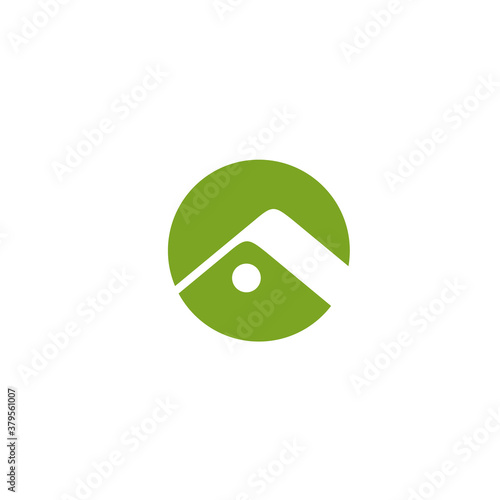 logo of a roof and a hole inside a circle