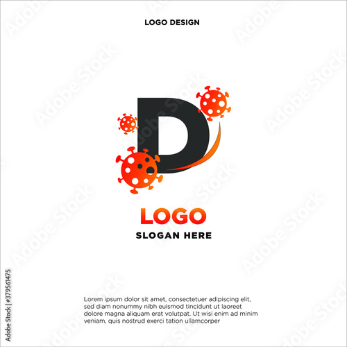 Covid-19 corona virus logo, symbol, icon color logo, initial letter D virus logo design vector template