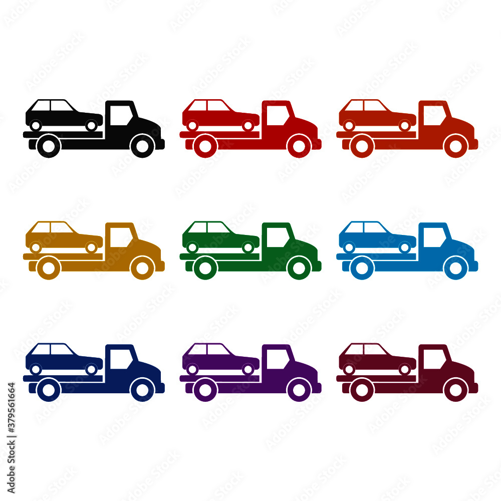 Fototapeta premium Towed car icon, color set