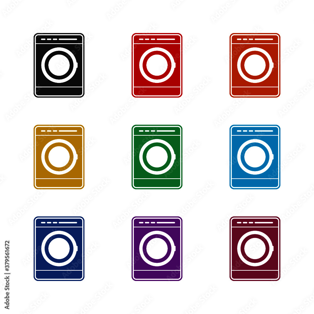 Washing machine icon, color set Washing machine icon, color set