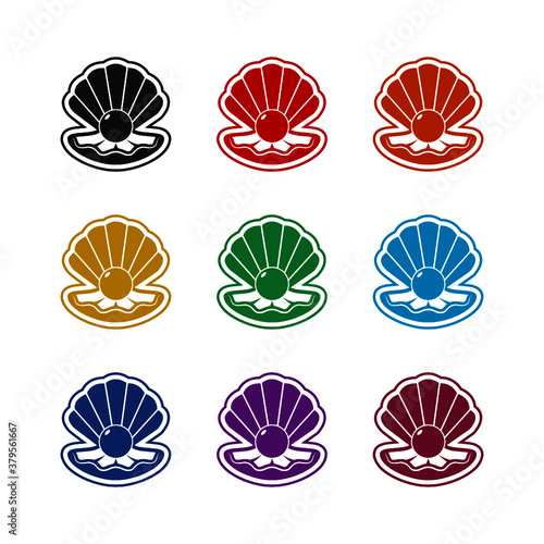 Open shell with pearl icon, color set
