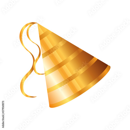 gold party hat detailed style icon vector design