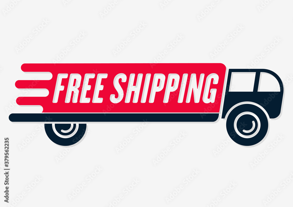 Free shipping icon. Delivery truck isolated on white background. Vector illustration.