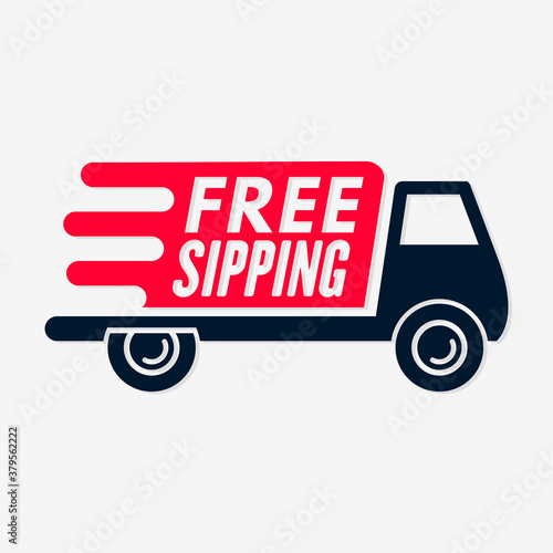 Free shipping icon. Delivery truck isolated on white background. Vector illustration.