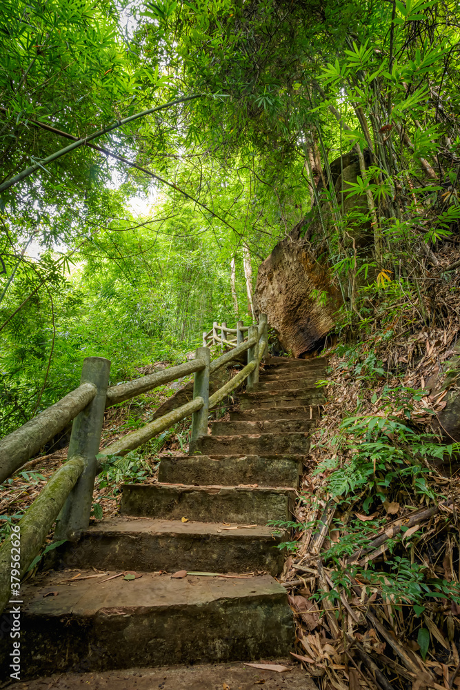 Obraz premium staircase on a hike in the mountains in Udonthani, Thailand.
