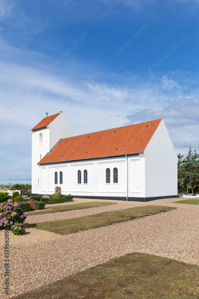 Church at Haurvig at Ringkøbing Fjord, Jutland, Denmark Church at Haurvig at Ringkøbing Fjord, Jutland, Denmark