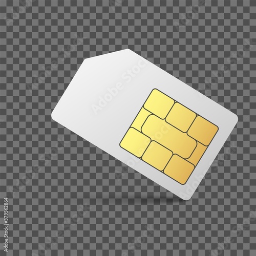 Sim card vector mobile phone icon chip. Vector cellphone simcard template on transparent background
