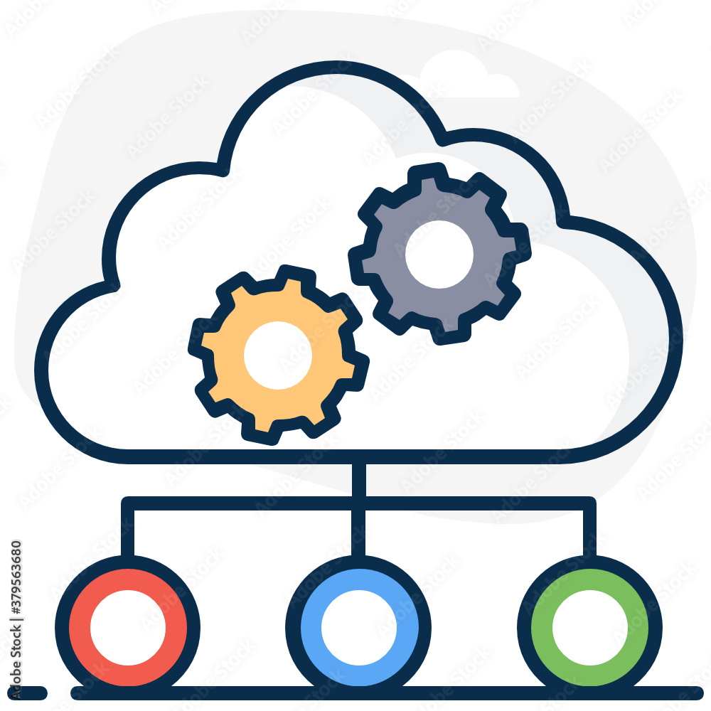 Trendy icon of network configuration, cloud with gears
Trendy icon of network configuration, cloud with gears