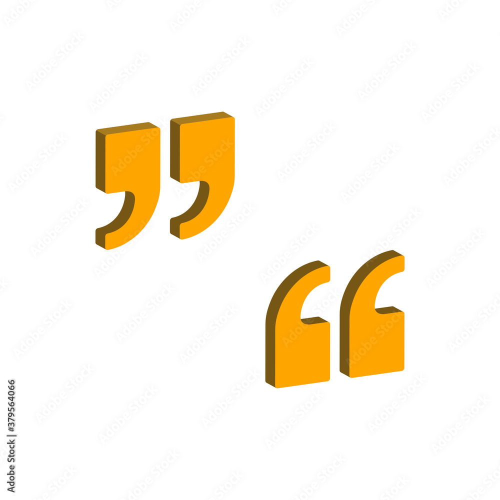 Double commas.Vector isometric and 3D view. Double commas.Vector isometric and 3D view.